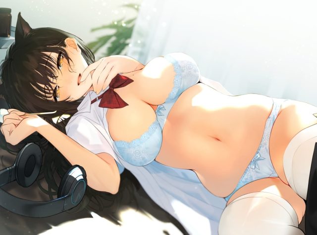 おへそを見せている二次元美少女のエロ画像 001
