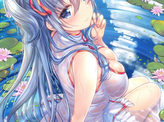 青髪の二次元美少女のエロ画像 001