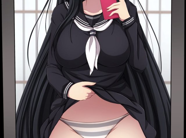 服をたくし上げている二次元エロ画像 001