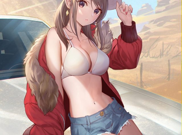 ホットパンツ、ショートパンツを履いた二次元美少女 001