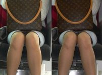 電車内の対面パンチラのエロ画像 001