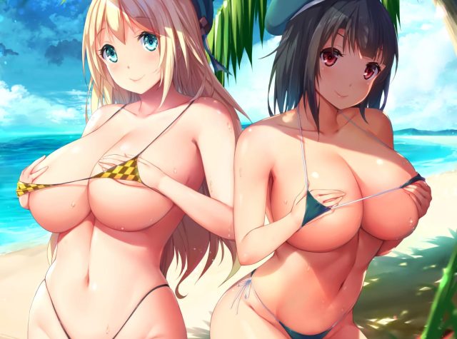 マイクロビキニを着ている露出美少女の二次元エロ画像 001